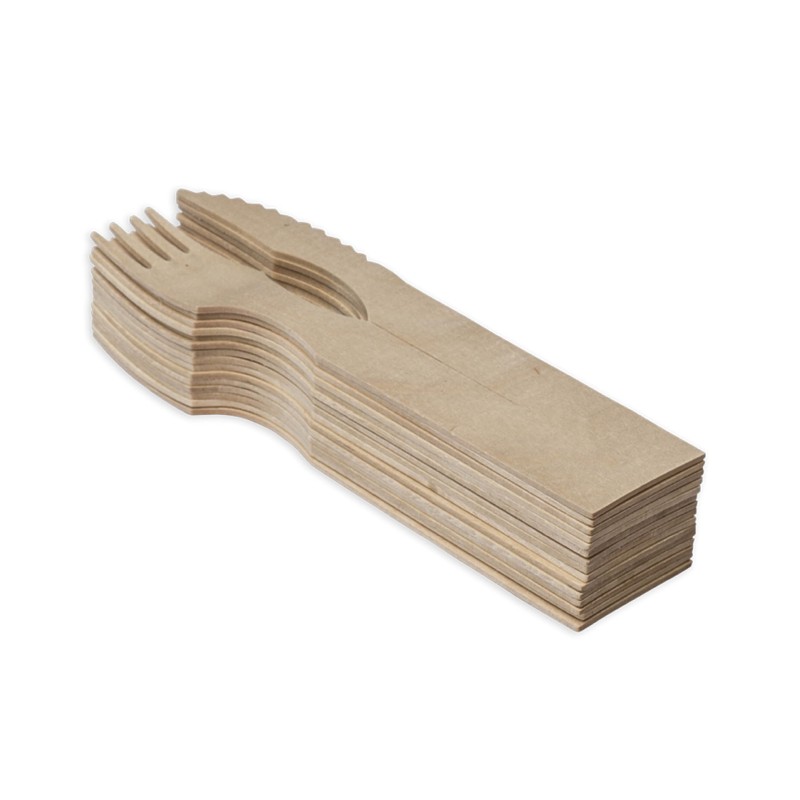 Clickeat Duo Wooden Cutlery Set - 10 Units - 100%