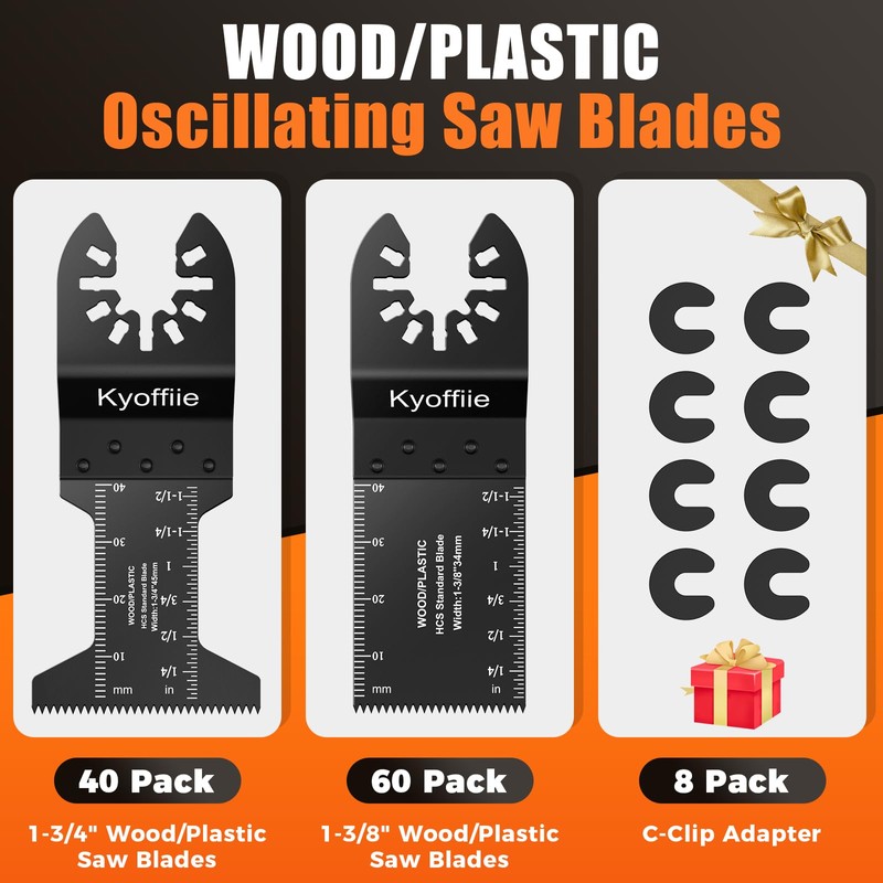 Kyoffiie 100 Pcs Oscillating Tool Blades, Quick Release Multitool Blades