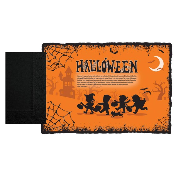 Hoffmaster 856792 Halloween - Placemat and Napkin Combo Pack, Disposable, (Each case has 250 Placemats, and 250 Napkins) (Pack of 500)