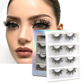 Pestañas de mariposa de diamantes de imitación con purpurina, pestañas de visón hechas a mano con mariposas, 4 pares... (AF07Butterfly)