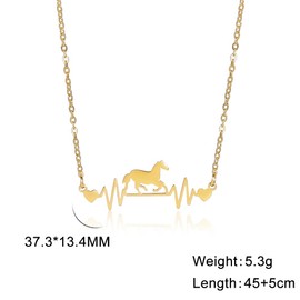 LIKGREAT Horse Pendant Necklace Heart Pendant Necklace Horse Friendship Stainless Steel Gift for Girls Women Birthday Anniversary, Stainless Steel, No Gemstone
