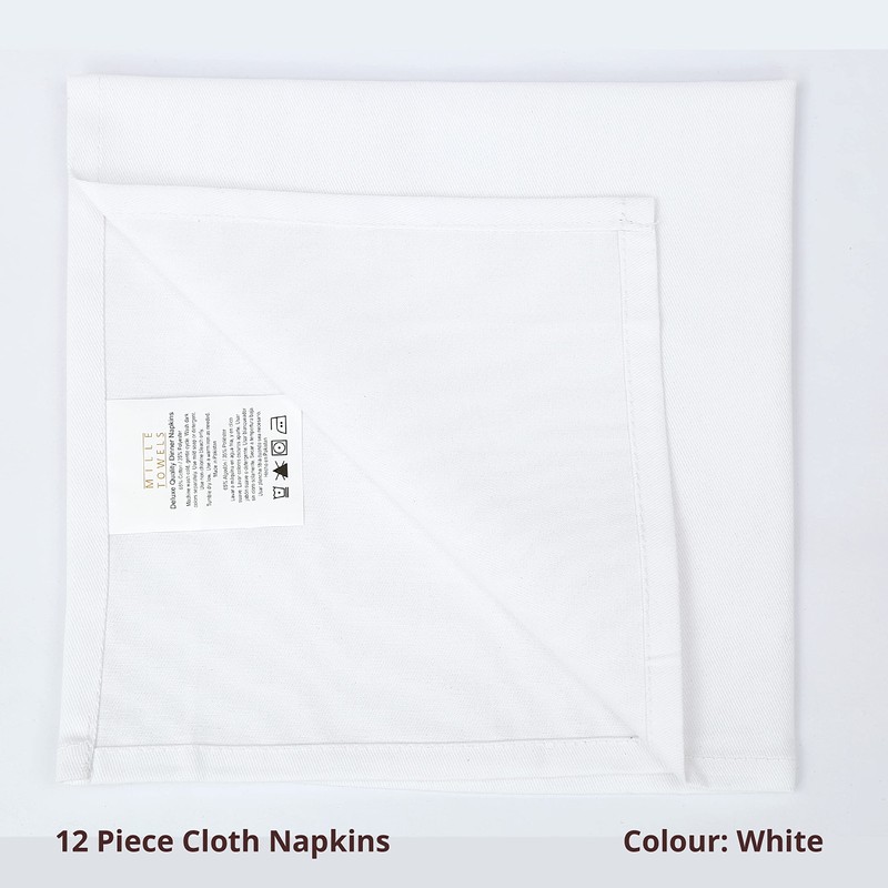 CHARKHAH White Cloth Napkins Set of 12 Soft Blend Thick