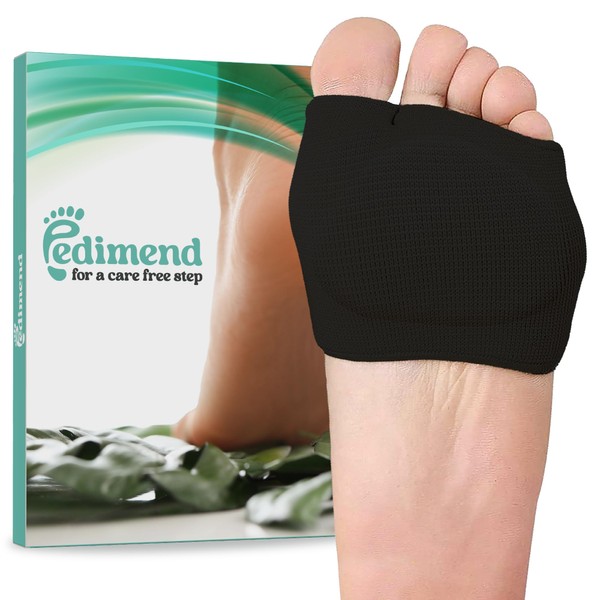 Pedimend Metatarsal Pads for Men and Women Football Cushion - Gel Covers Cushion Pad - Fabric Soft Socks for Support Feet Pain Relief Black XL (UK 8-13)
