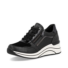 Remonte Women's Low-Top Trainers D0T16, Women's Low Shoes, Loose Insole, Black Estate 03, 44 EU wide
