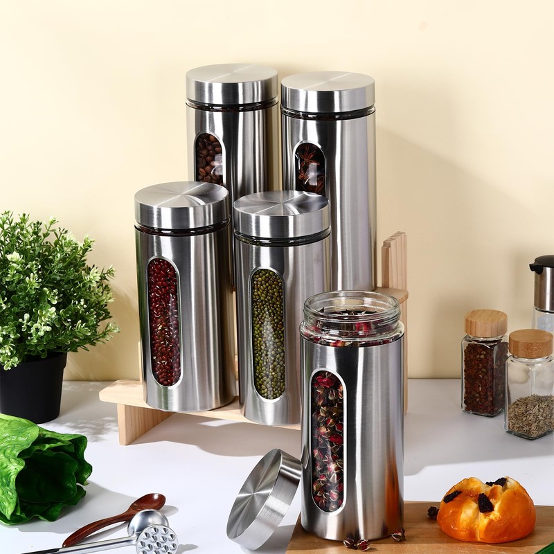 Mimorou 6 Pack Kitchen Canisters Set Airtight Coffee Sugar Tea