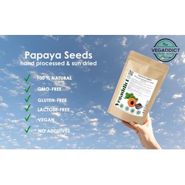 100% Natural Sun Dried Papaya Seeds | High Papain & Carpain (digestive enzymes) Content | No Additives | Vegan | Laboratory Tested | Gluten & Lactose Free | Ethycally sourced | (25g)