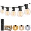 100FT LED Outdoor String Lights with 3 Color Lights, Dimmable