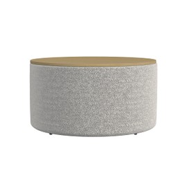 HomePop Modern Fabric Storage Ottoman with Wood Top -White Cream Boucle with Gray Yarn