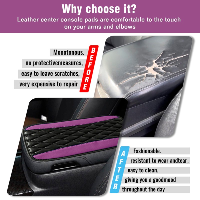 Couslcd Auto Center Console Pad, Universal Waterproof Armrest Seat Box