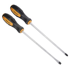 CoCud Magnetic Screwdriver Set, PH2 Phillips 7mm Slotted 8" Shaft, Phillips Slotted Screwdrivers with Non-Slip Handle - (Applications: for Home Maintenance), 2-Pieces