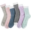 6 Pairs Womens Fuzzy Socks Winter Warm Soft Cozy Fluffy Microfiber House Sleeping Slipper Socks Christmas Gifts,A2-Solid 01