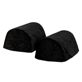 Classic Home Store Crushed Velvet Chenille Pair of Standard Round Arm Caps Soft Touch Sofa Furniture Cover (Black)