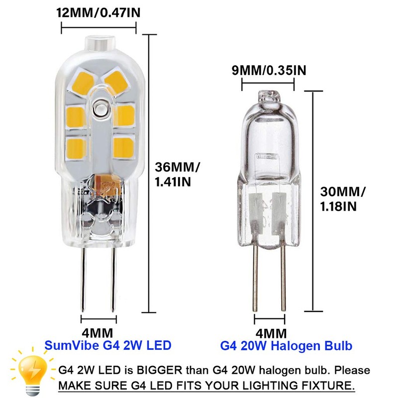 SumVibe G4 LED Bulb, 20W Halogen Bulb Replacement, 2 Watt