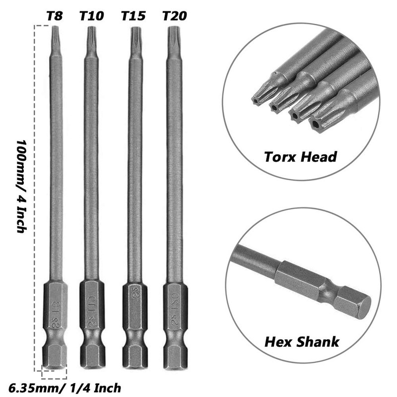 Mesee 16 Pieces 4 Inch Long Magnetic Screwdriver Bit Set,
