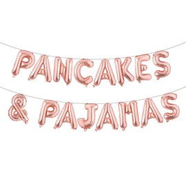 Pancakes And Pajamas Birthday Party Decorations , Slumber Sleepover Spa Party Ideas Party Favors,Pancakes Pajamas Balloons Banner Backdrop for Girls Boys Kids (PANCAKES & PAJAMAS Rose Gold)