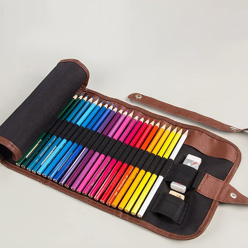Canvas Roll Up Pencil Case Pencil Pouch Holder Pencils Wrap