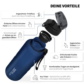720°DGREE uberBottle Water Bottle, 2 L, softTouch with Sieve, BPA-Free, XXL Water Bottle for Gym, Workouts, Fitness, Sports, Outdoors, Large Sports Bottle Made of Tritan, Lightweight, Shockproof