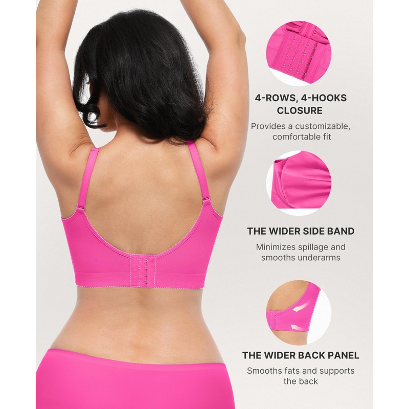 SHAPELLX Comfy Wireless Pink Bra for Womens Lounge Seamless Bra