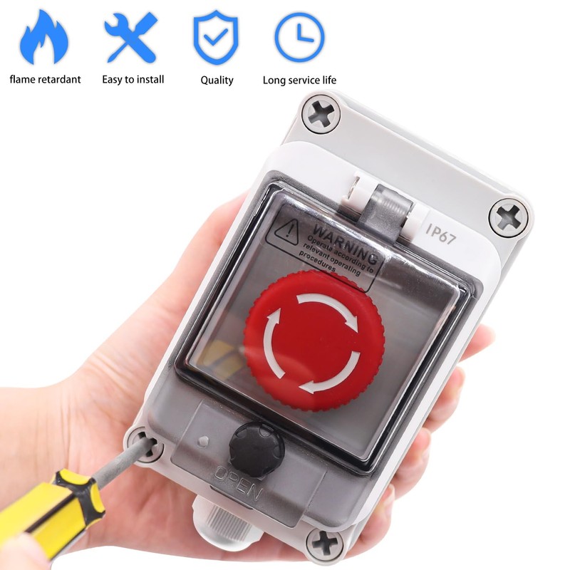 Taiss Emergency Stop Switches 1NC 1NO E-Stop Switches with IP67