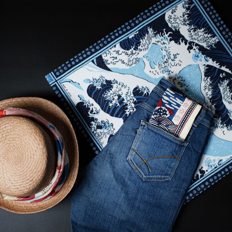 Yamamotojin Bandana - Japan Bandana The Great Wave, blue