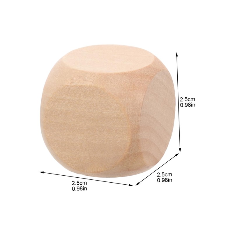 SEWACC 20pcs Creative Wooden Blank Dice Set Unfinished Cubes for