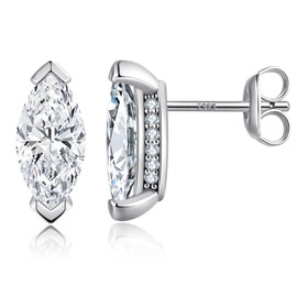 Jiahanzb 925 Sterling Silver Cubic Zirconia Stud Earrings Hypoallergenic Simulated Diamond Earrings for Men and Women 5/6/7/8 mm, Sterling Silver, Cubic Zirconia