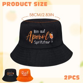 SAIIURV 2 Stück Orange Schwarz Fischerhut Herren Damen Anglerhut Aperol Hut Sommerhut Aperoli Accessoires Lustige Hüte für Damen Herren Sommer Party Karneval (DE/NL/SE/PL, Numerisch, 58, 2 Stück)
