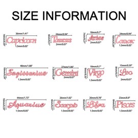 YECIRALA 2 Set 24 Pcs Pink Letters Zodiac Nail Charms Twelve Constellation Charms Set Alloy Nail Charms Letters Nail Zodiac Charms for Nail Art Decoration for Nails Design Charms Zodiac Nail Jewels