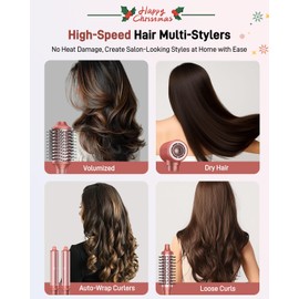 5 in 1 Hair Styler Hot Air Styler - High-Speed Hair Dryer Brush, Fast Drying No Heat Damage Ionic Blow Dryer Brush for Women Volumizing, Curling, Straighten, Frizz-Free Multi Stylers Travel Bag