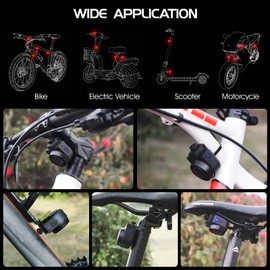 Sunydog Wireless Bike Horn 115dB Loud Bicycle Anti-theft Horn IPX5 Bicycle Alarm Bell with 5 Sound Modes 3 Vibration Sensitivity Adjustment 3 Volume Adjustment