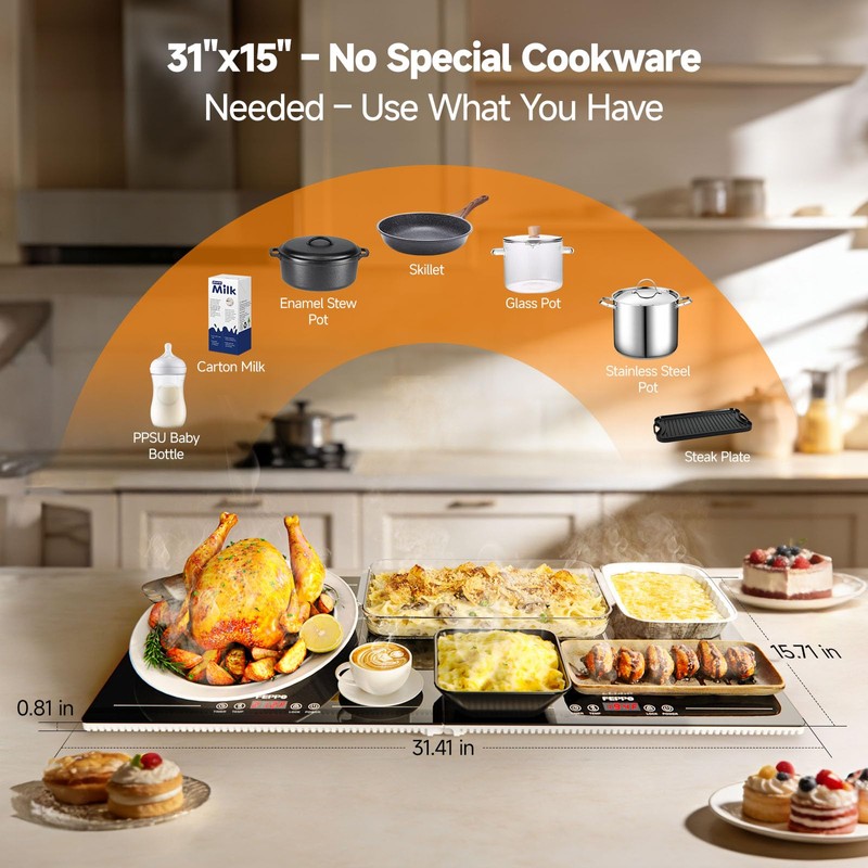 FEPPO Electric Warming Tray with Independent Temp & Timer Control,