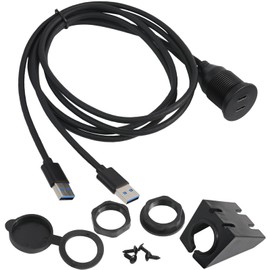 PENGLIN 1 Stück Doppel USB3.0 Stecker zu USB-C Buchse Konverter Adapter, USB Typ A zu Typ C Verlängerungskabel für Auto Armaturenbrett Desktop