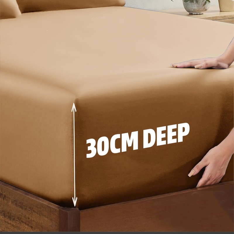 AL NOOR HOME Premium Beige Fitted Sheet - 100% Pure