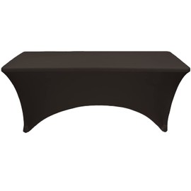 YOUR CHAIR COVERS Rectangular Spandex Table Covers 8ft Fitted Tablecloth Wedding Event Patio Table Decorations Elastic Fabric Stretch Table Covers for 8 ft Folding Table (Black)