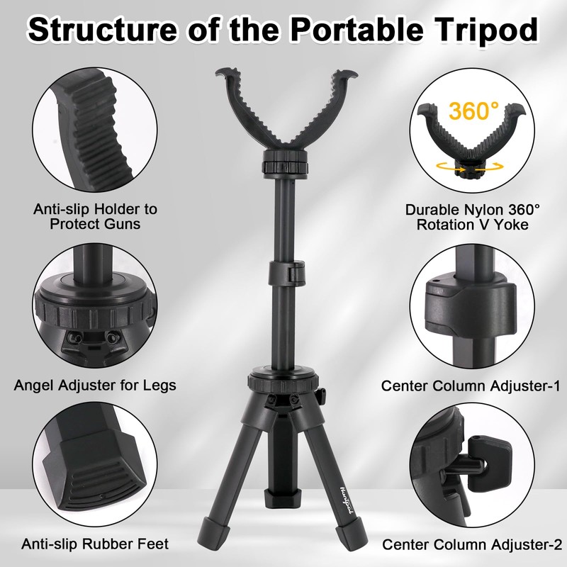 HUNTPAL Portable Shooting Tripod Rapid Shooting Stick Gun Rifle Rest