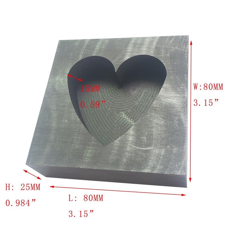 OTOOLWORLD Big Heart Graphite Casting Ingot Mold Metal Refining Scrap