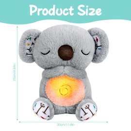 HIULLEN Schlummer Otter, Schlummer Koala Cuddly Toy with Heartbeat, Otter Cuddly Toy with Breathing Movement and Music, Stuffed Animal Soothing Koala Bear Toy Sleeping Partner for Children (Grey)