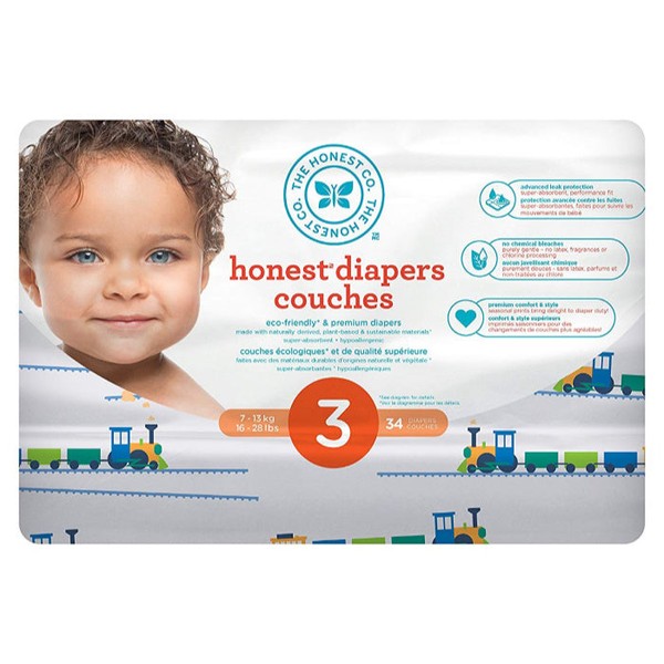 The Honest Company DIAPERS  -  TRAINS, Size 5 (25 Count)