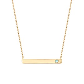PAVOI 14K Gold Plated Crystal Birthstone Bar Necklace | Dainty Necklace | Gold Necklaces for Women | March