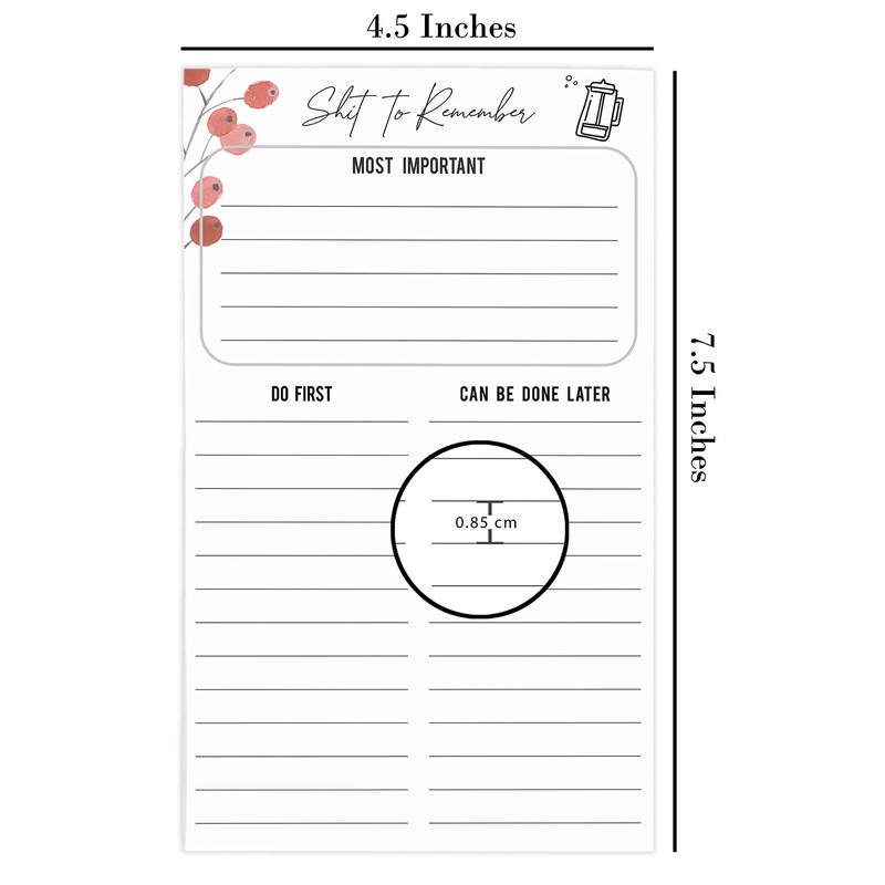 Inkdotpot Daily Planner List Pad Notepads Memo Pad, Undated To-Do