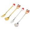 4Pcs Christmas Spoons and Forks Set Stainless Steel Cartoon Funny