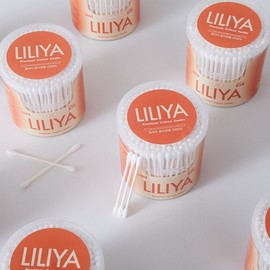 Lilia Paper Stick Cotton Swabs, 200 Count, Cylindrical Dispenser Birch 8ea