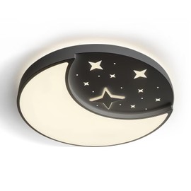 FAYOTAT Flush Mount Ceiling Light, Modern Moon & Star Ceiling Light Fixture, 3 Color Temperature LED Bedroom Lighting for Kids Room, Kitchen, Living Room, Hallway（11.8 Inch）
