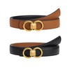 Kajeer Reversible Leather Belts for Women,2 in 1 PU Black