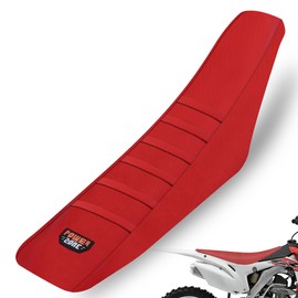 fewfuss Dirt Bike Seat Cover - White Stripe Universial Seat Cover for Dirt Bike - Motorcycle Motorcross Enduro Seat Covers (All Red)