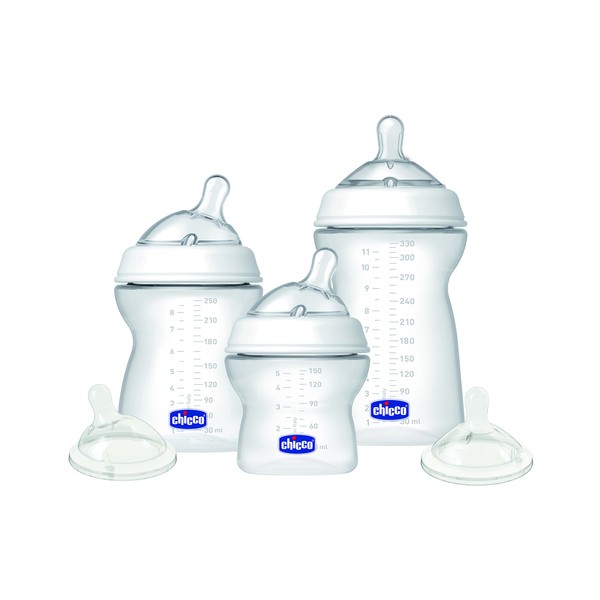 Chicco Natural Feeling 3 Piece Baby Bottle Set 330ml/250ml/150ml 7050Cubic
