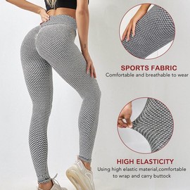 High Waisted TikTok Leggings Fabric Fit - Color: White&Black, Size: 3XL
