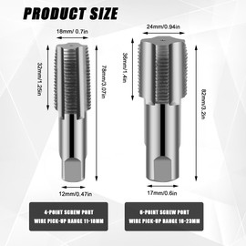 Set of 2 Taps, Pipe Tap Set, 1/2 Inch Tap, 3/4 Inch Internal Thread Pipe Tap, for External Thread Machine, Cutting Tap Shape