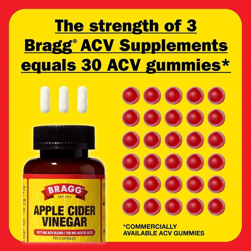 Bragg 90 Cápsulas Vinagre Sidra Manzana Con Vitamina D 750mg