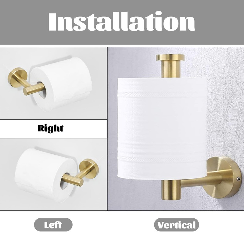 FAIRGIA Toilet Paper Holder Towel Ring Brushed Gold Bathroom Hardware